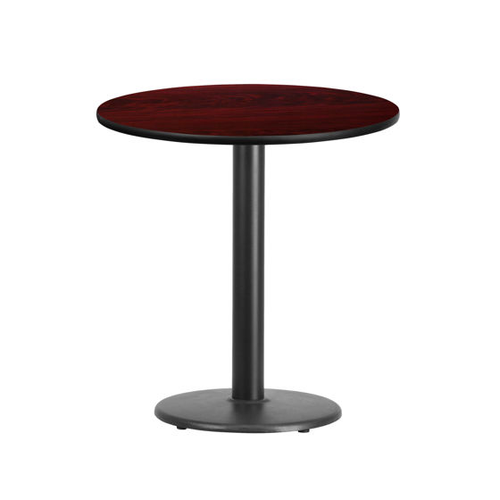 24'' Round Mahogany Laminate Table Top with 18'' Round Table Height Base XU-RD-24-MAHTB-TR18-GG