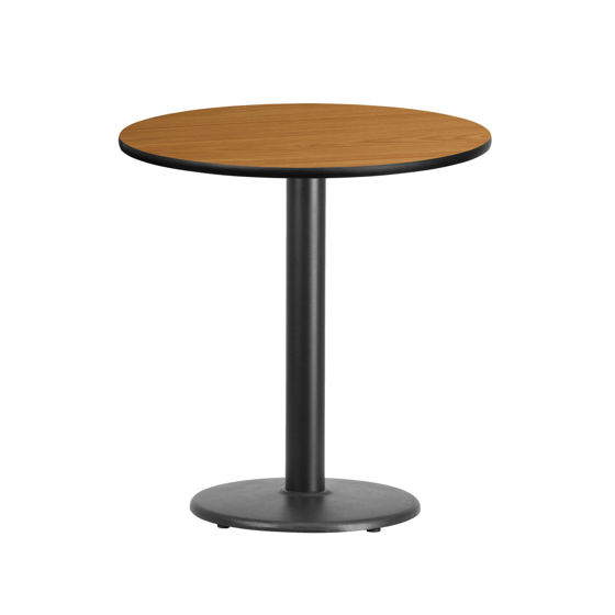 24'' Round Natural Laminate Table Top with 18'' Round Table Height Base XU-RD-24-NATTB-TR18-GG