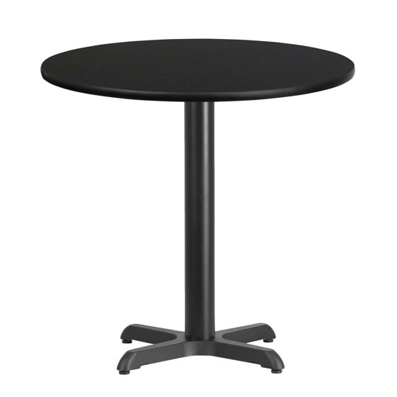 30'' Round Black Laminate Table Top with 22'' x 22'' Table Height Base XU-RD-30-BLKTB-T2222-GG
