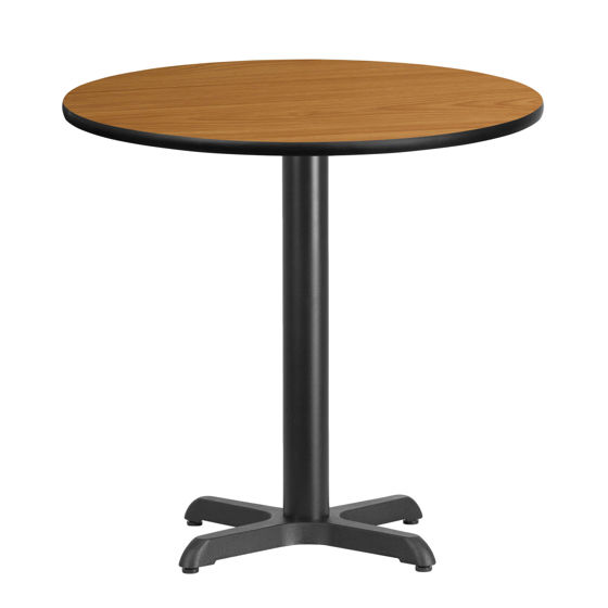 30'' Round Natural Laminate Table Top with 22'' x 22'' Table Height Base XU-RD-30-NATTB-T2222-GG