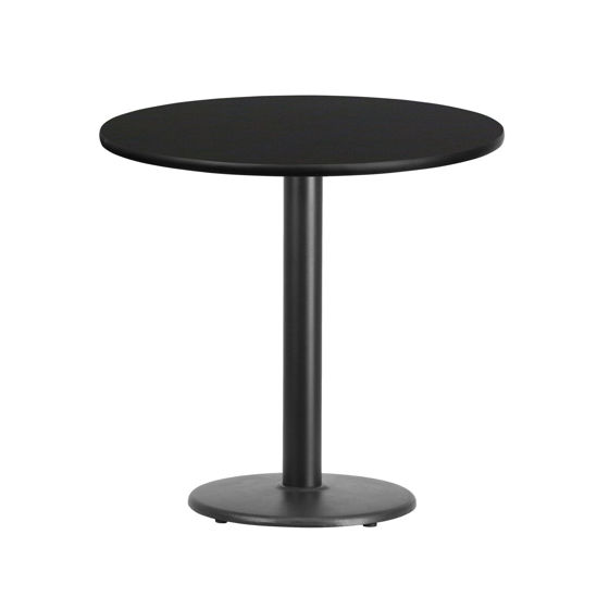 30'' Round Black Laminate Table Top with 18'' Round Table Height Base XU-RD-30-BLKTB-TR18-GG