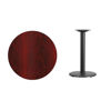 30'' Round Mahogany Laminate Table Top with 18'' Round Table Height Base XU-RD-30-MAHTB-TR18-GG