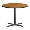 36'' Round Natural Laminate Table Top with 30'' x 30'' Table Height Base XU-RD-36-NATTB-T3030-GG