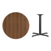 36'' Round Walnut Laminate Table Top with 30'' x 30'' Table Height Base XU-RD-36-WALTB-T3030-GG