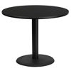 36'' Round Black Laminate Table Top with 24'' Round Table Height Base  XU-RD-36-BLKTB-TR24-GG