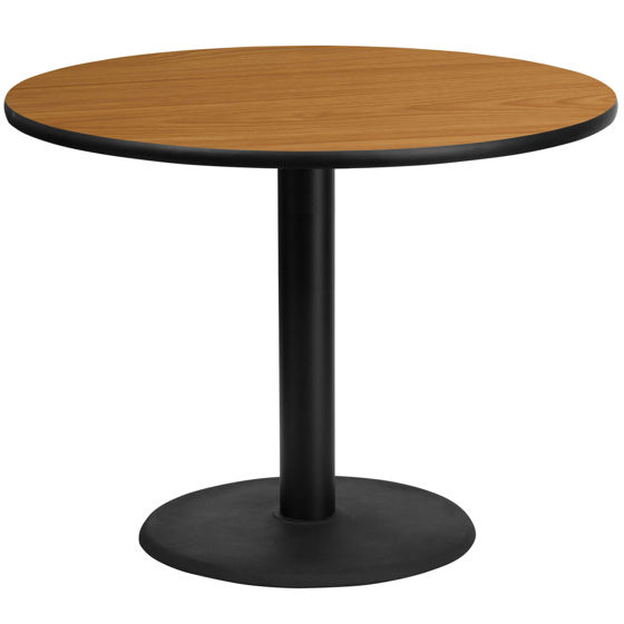 42'' Round Natural Laminate Table Top with 24'' Round Table Height Base XU-RD-42-NATTB-TR24-GG