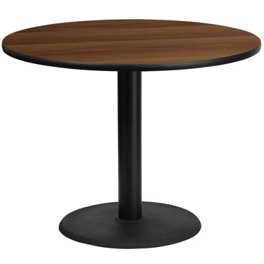 42'' Round Walnut Laminate Table Top with 24'' Round Table Height Base XU-RD-42-WALTB-TR24-GG