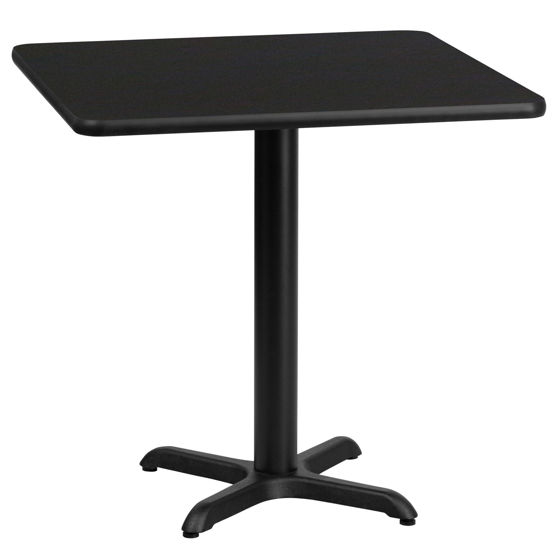 24'' Square Black Laminate Table Top with 22'' x 22'' Table Height Base XU-BLKTB-2424-T2222-GG