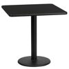 24'' Square Black Laminate Table Top with 18'' Round Table Height Base XU-BLKTB-2424-TR18-GG