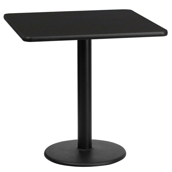 24'' Square Black Laminate Table Top with 18'' Round Table Height Base XU-BLKTB-2424-TR18-GG