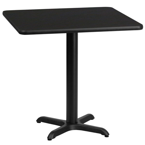 30'' Square Black Laminate Table Top with 22'' x 22'' Table Height Base XU-BLKTB-3030-T2222-GG
