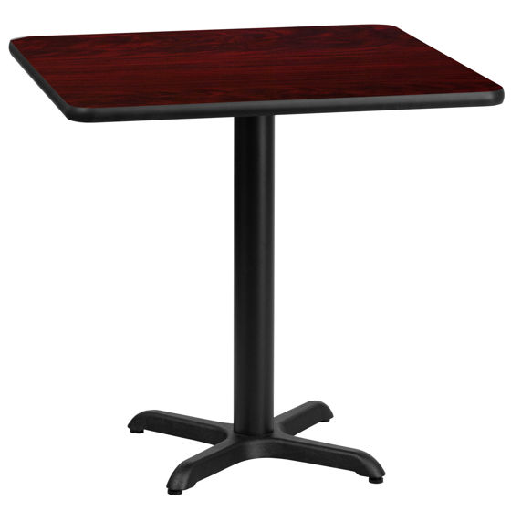 30'' Square Mahogany Laminate Table Top with 22'' x 22'' Table Height Base XU-MAHTB-3030-T2222-GG