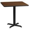 30'' Square Walnut Laminate Table Top with 22'' x 22'' Table Height Base XU-WALTB-3030-T2222-GG