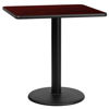 30'' Square Mahogany Laminate Table Top with 18'' Round Table Height Base XU-MAHTB-3030-TR18-GG