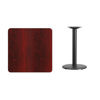 30'' Square Mahogany Laminate Table Top with 18'' Round Table Height Base XU-MAHTB-3030-TR18-GG