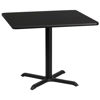 36'' Square Black Laminate Table Top with 30'' x 30'' Table Height Base XU-BLKTB-3636-T3030-GG