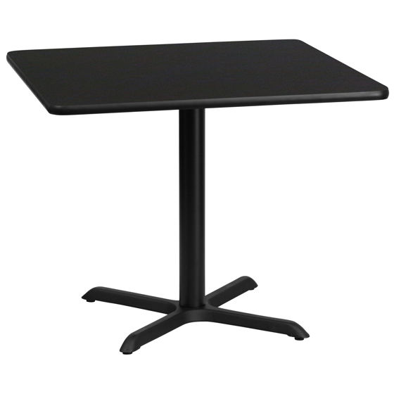 36'' Square Black Laminate Table Top with 30'' x 30'' Table Height Base XU-BLKTB-3636-T3030-GG