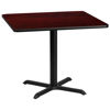 36'' Square Mahogany Laminate Table Top with 30'' x 30'' Table Height Base XU-MAHTB-3636-T3030-GG