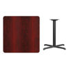 36'' Square Mahogany Laminate Table Top with 30'' x 30'' Table Height Base XU-MAHTB-3636-T3030-GG