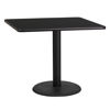 36'' Square Black Laminate Table Top with 24'' Round Table Height Base XU-BLKTB-3636-TR24-GG