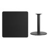 36'' Square Black Laminate Table Top with 24'' Round Table Height Base XU-BLKTB-3636-TR24-GG
