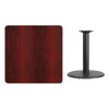36'' Square Mahogany Laminate Table Top with 24'' Round Table Height Base XU-MAHTB-3636-TR24-GG