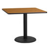 36'' Square Natural Laminate Table Top with 24'' Round Table Height Base XU-NATTB-3636-TR24-GG