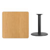 36'' Square Natural Laminate Table Top with 24'' Round Table Height Base XU-NATTB-3636-TR24-GG
