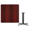 42'' Square Mahogany Laminate Table Top with 33'' x 33'' Table Height Base XU-MAHTB-4242-T3333-GG