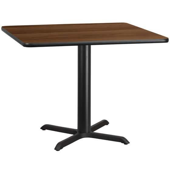 42'' Square Walnut Laminate Table Top with 33'' x 33'' Table Height Base XU-WALTB-4242-T3333-GG