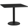 42'' Square Black Laminate Table Top with 24'' Round Table Height Base XU-BLKTB-4242-TR24-GG
