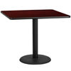 42'' Square Mahogany Laminate Table Top with 24'' Round Table Height Base XU-MAHTB-4242-TR24-GG