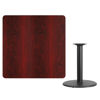 42'' Square Mahogany Laminate Table Top with 24'' Round Table Height Base XU-MAHTB-4242-TR24-GG