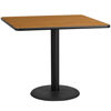 42'' Square Natural Laminate Table Top with 24'' Round Table Height Base XU-NATTB-4242-TR24-GG