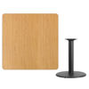 42'' Square Natural Laminate Table Top with 24'' Round Table Height Base XU-NATTB-4242-TR24-GG