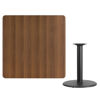 42'' Square Walnut Laminate Table Top with 24'' Round Table Height Base XU-WALTB-4242-TR24-GG
