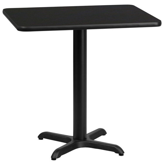 24'' x 30'' Rectangular Black Laminate Table Top with 22'' x 22'' Table Height Base XU-BLKTB-2430-T2222-GG