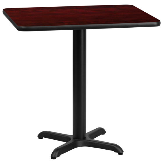 24'' x 30'' Rectangular Mahogany Laminate Table Top with 22'' x 22'' Table Height Base XU-MAHTB-2430-T2222-GG