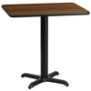 24'' x 30'' Rectangular Walnut Laminate Table Top with 22'' x 22'' Table Height Base XU-WALTB-2430-T2222-GG