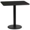 24'' x 30'' Rectangular Black Laminate Table Top with 18'' Round Table Height Base XU-BLKTB-2430-TR18-GG