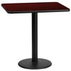 24'' x 30'' Rectangular Mahogany Laminate Table Top with 18'' Round Table Height Base XU-MAHTB-2430-TR18-GG