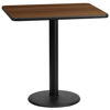 24'' x 30'' Rectangular Walnut Laminate Table Top with 18'' Round Table Height Base XU-WALTB-2430-TR18-GG