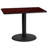 24'' x 42'' Rectangular Mahogany Laminate Table Top with 24'' Round Table Height Base XU-MAHTB-2442-TR24-GG