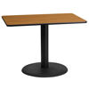 24'' x 42'' Rectangular Natural Laminate Table Top with 24'' Round Table Height Base XU-NATTB-2442-TR24-GG