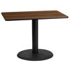 24'' x 42'' Rectangular Walnut Laminate Table Top with 24'' Round Table Height Base XU-WALTB-2442-TR24-GG