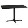 24'' x 42'' Rectangular Black Laminate Table Top with 23.5'' x 29.5'' Table Height Base XU-BLKTB-2442-T2230-GG
