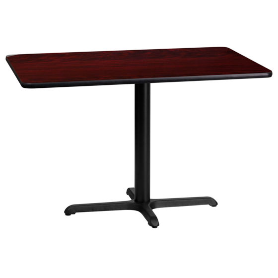 24'' x 42'' Rectangular Mahogany Laminate Table Top with 23.5'' x 29.5'' Table Height Base XU-MAHTB-2442-T2230-GG
