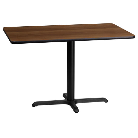 24'' x 42'' Rectangular Walnut Laminate Table Top with 23.5'' x 29.5'' Table Height Base XU-WALTB-2442-T2230-GG