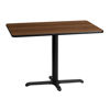 30'' x 42'' Rectangular Walnut Laminate Table Top with 23.5'' x 29.5'' Table Height Base XU-WALTB-3042-T2230-GG