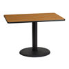 30'' x 42'' Rectangular Natural Laminate Table Top with 24'' Round Table Height Base XU-NATTB-3042-TR24-GG